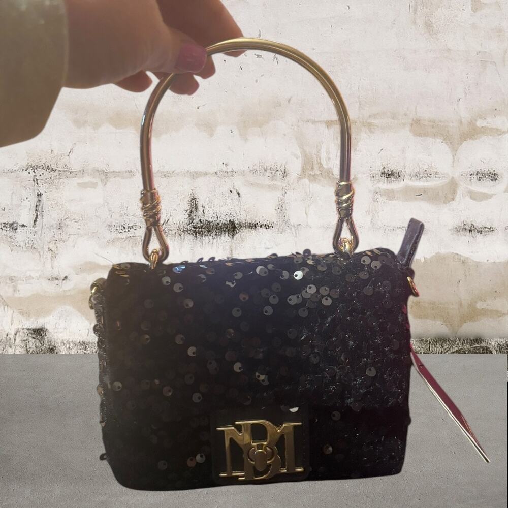 NWT Badgley Mischka Black Sequin Crossbody Bag